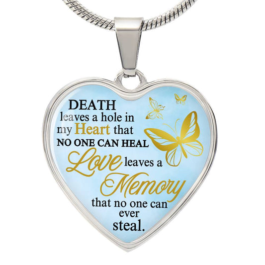 Love Leaves a Memory Memorial Necklace, Memorial Heart Pendant, Personalized Memorial Gift