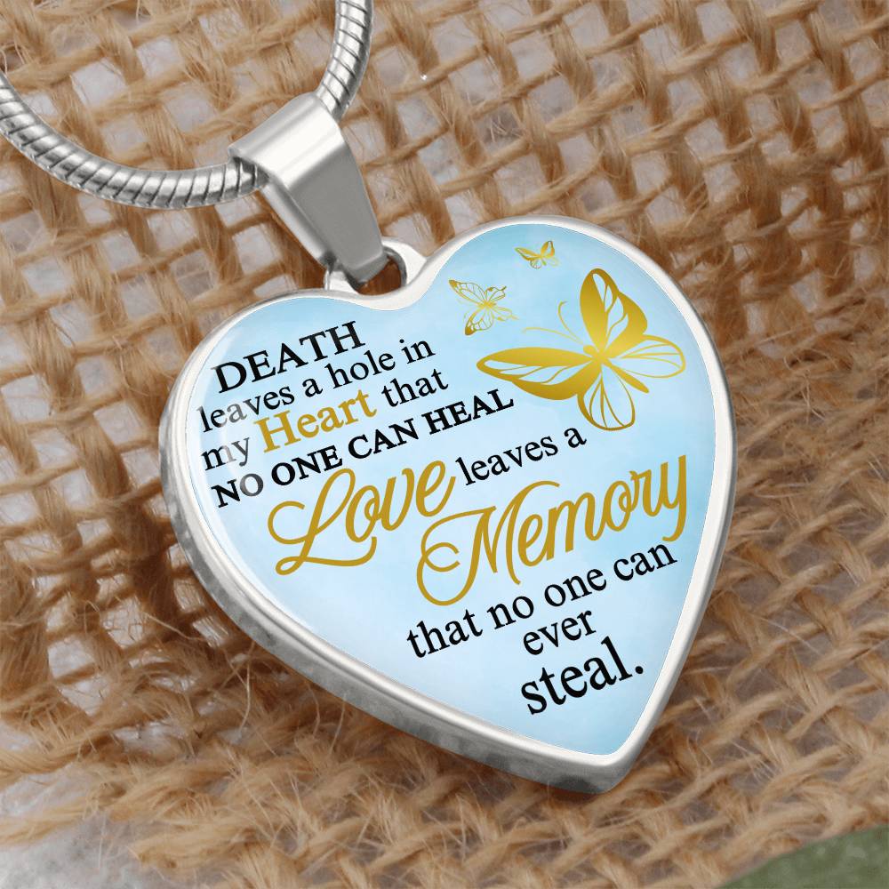 Love Leaves a Memory Memorial Necklace, Memorial Heart Pendant, Personalized Memorial Gift