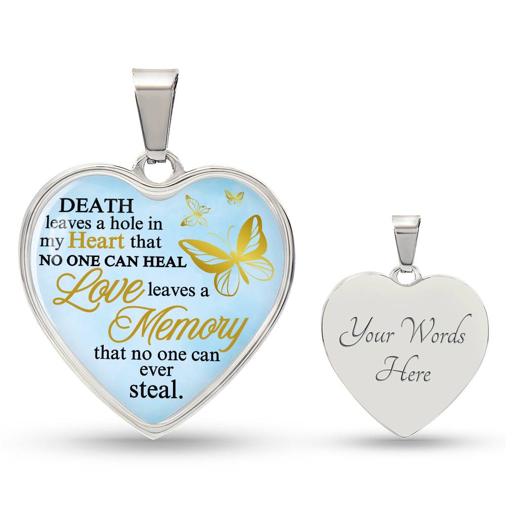 Love Leaves a Memory Memorial Necklace, Memorial Heart Pendant, Personalized Memorial Gift