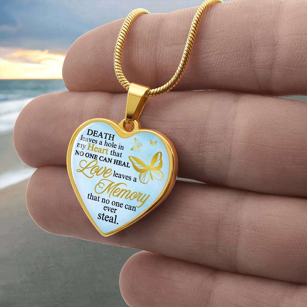 Love Leaves a Memory Memorial Necklace, Memorial Heart Pendant, Personalized Memorial Gift