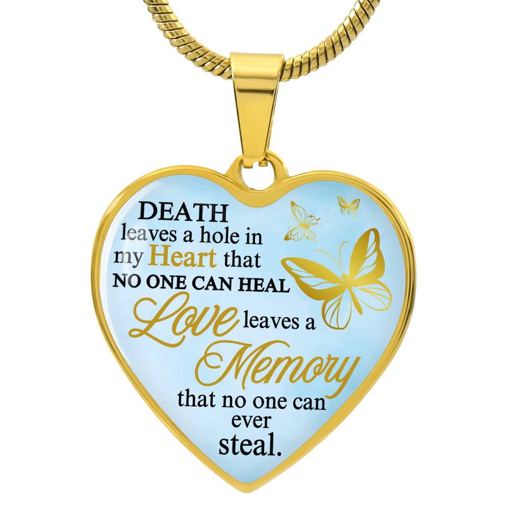 Love Leaves a Memory Memorial Necklace, Memorial Heart Pendant, Personalized Memorial Gift