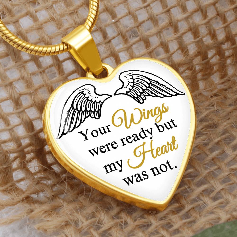 Personalized Heart Shape Memorial Pendant Necklace - Wings Ready Heart Not necklace, Sympathy Gift, Birthday Gift, Christmas Gift, Memory of Love One Gift