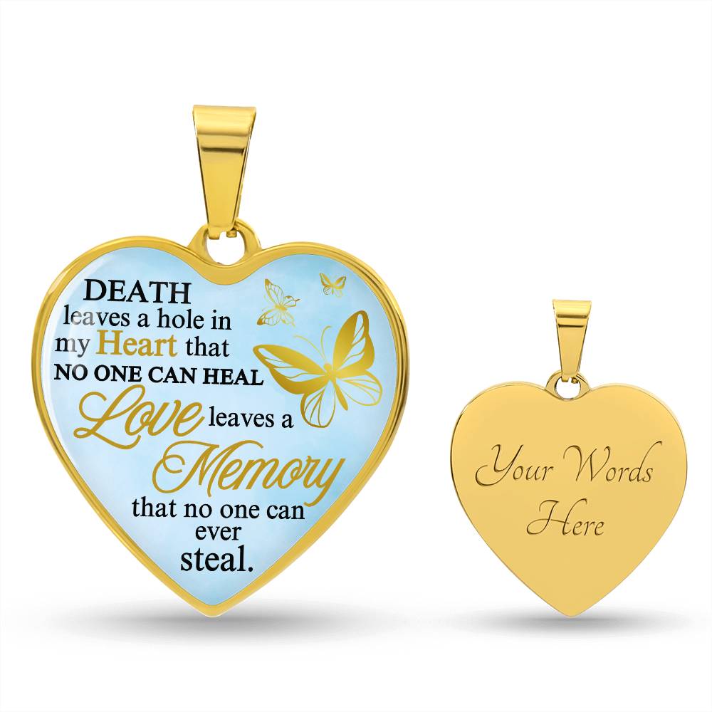 Love Leaves a Memory Memorial Necklace, Memorial Heart Pendant, Personalized Memorial Gift