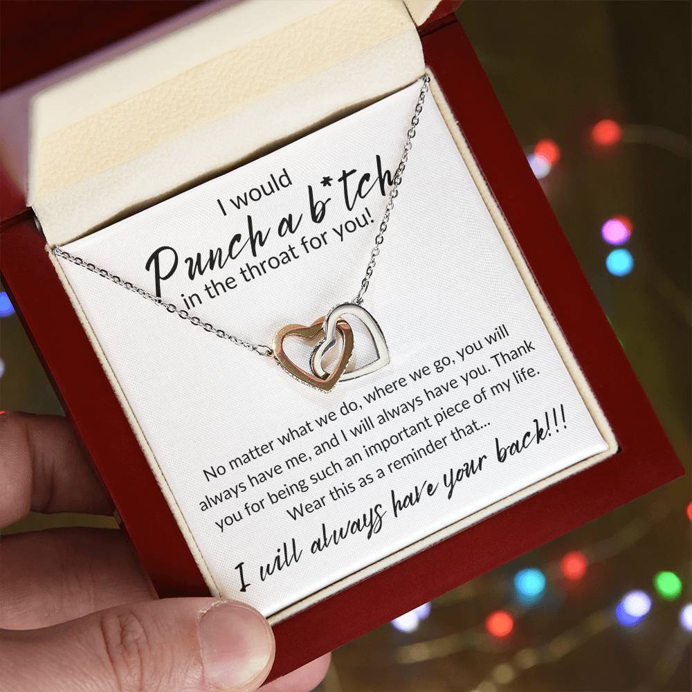 I Would Punch a B*tch - Interlocking Hearts Necklace