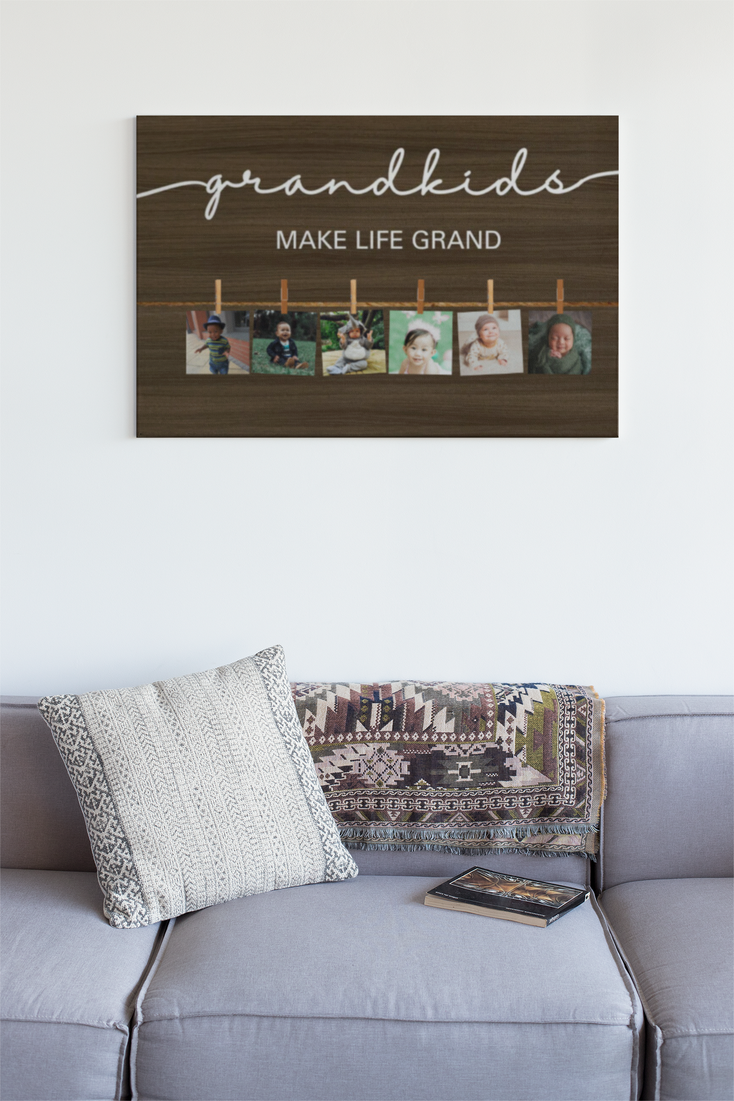 Grandkids Make Life Grand Canvas Wall Art, Custom Photo Canvas, Photo Canvas