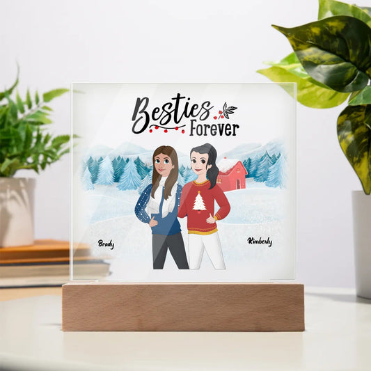 Besties Forever Acrylic Square Plaque