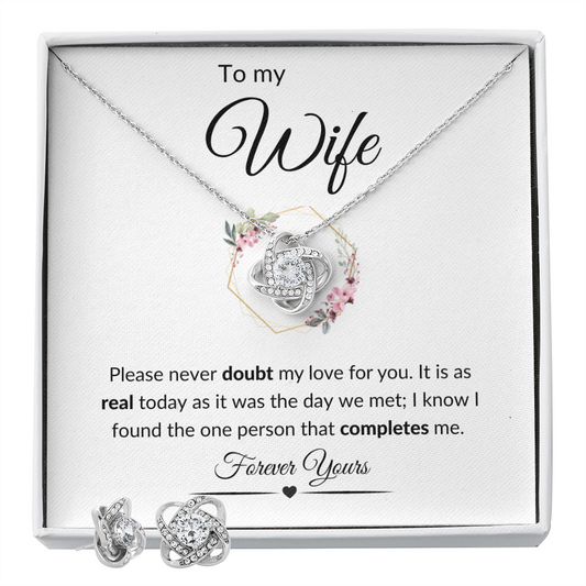To My Wife / Love Knot Earring & Necklace Set