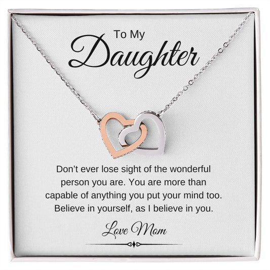 To My Daughter / Interlocking Hearts Necklace