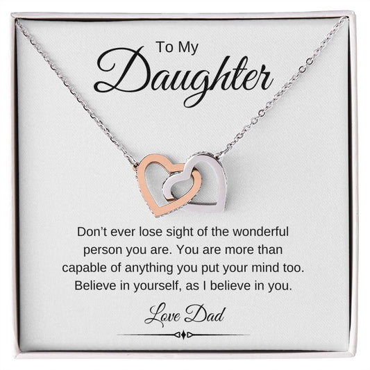 To My Daughter / Interlocking Hearts Necklace