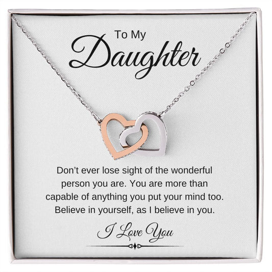 To My Daughter / Interlocking Hearts Necklace