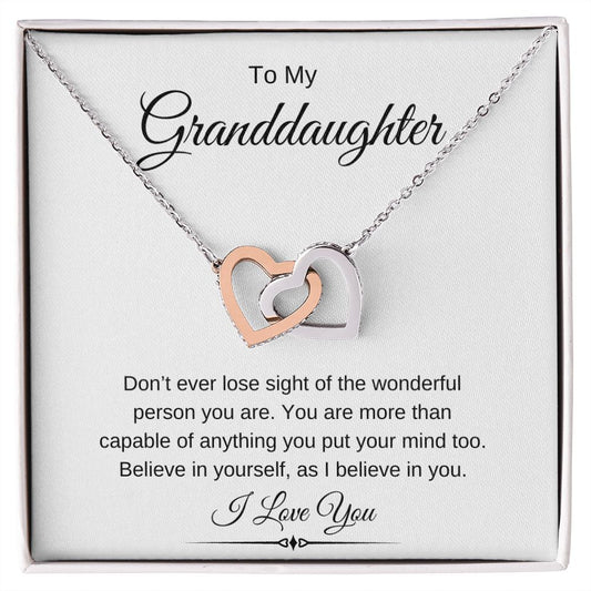 To My Granddaughter / Interlocking Hearts necklace