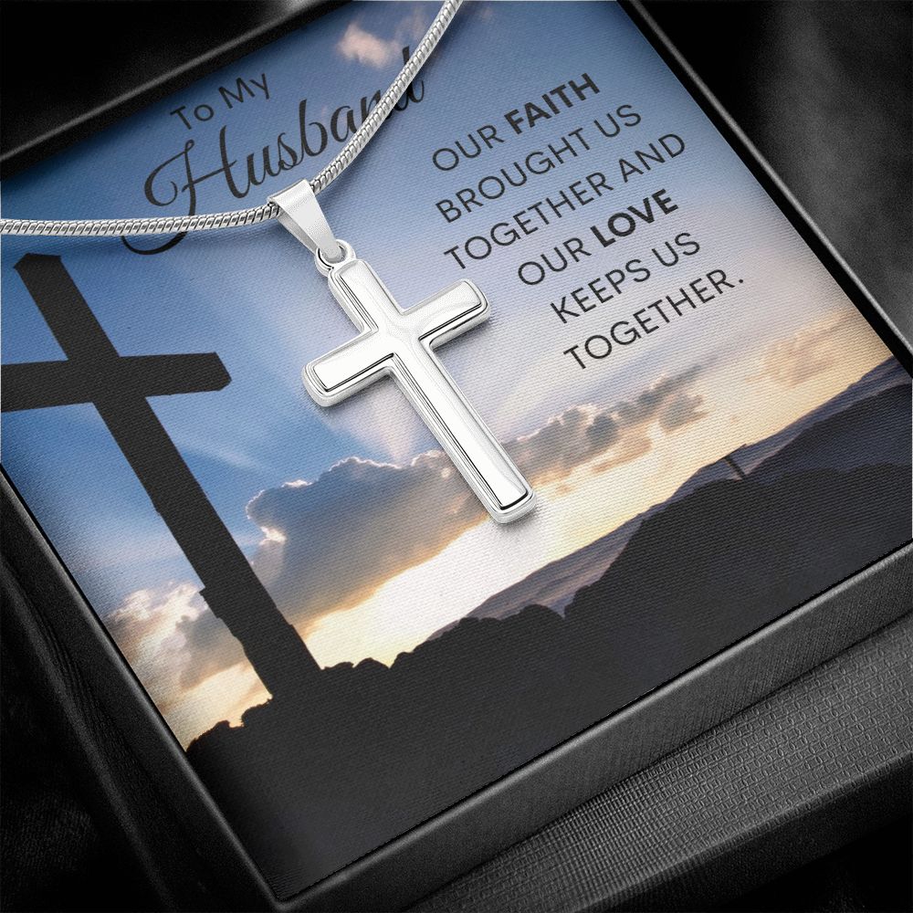 To My Husband / Artisan-crafted Stainless-Steel Cross Necklace