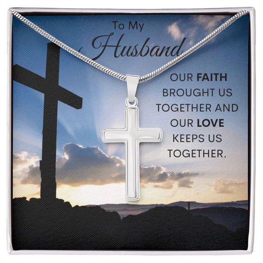 To My Husband / Artisan-crafted Stainless-Steel Cross Necklace