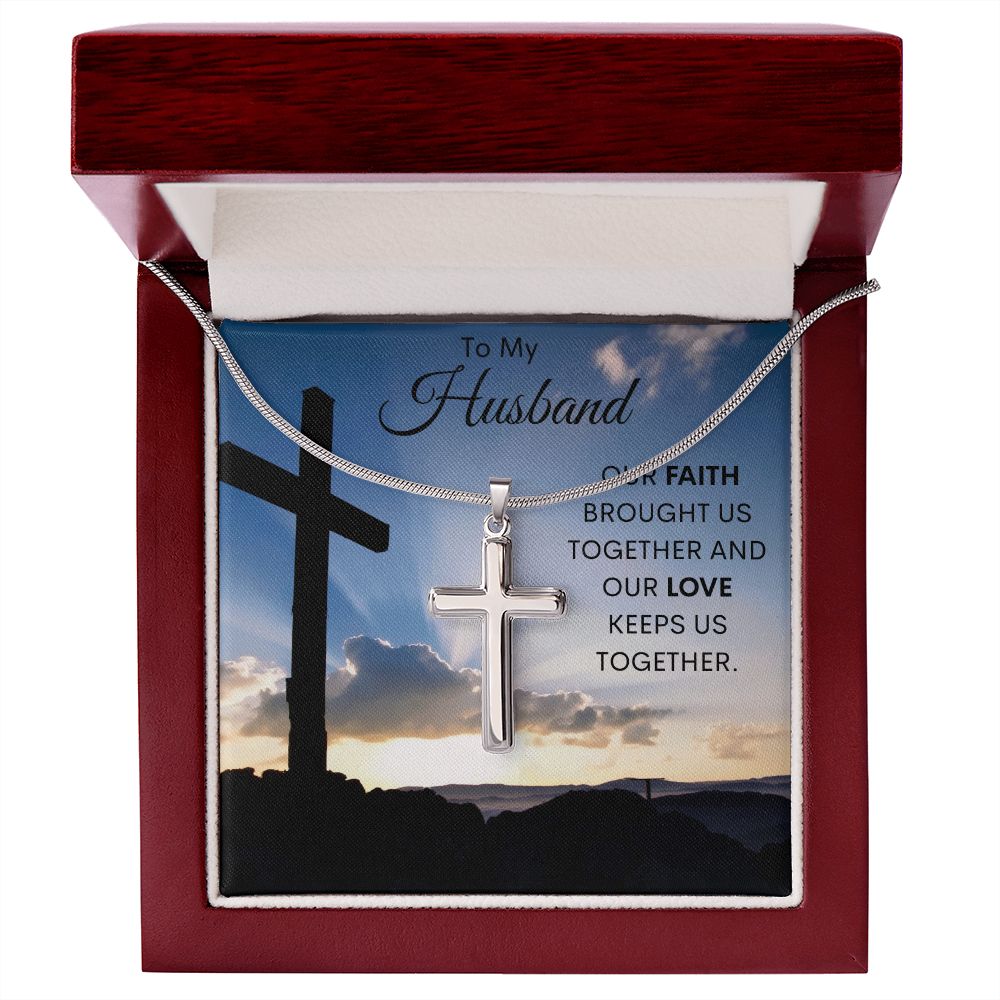 To My Husband / Artisan-crafted Stainless-Steel Cross Necklace