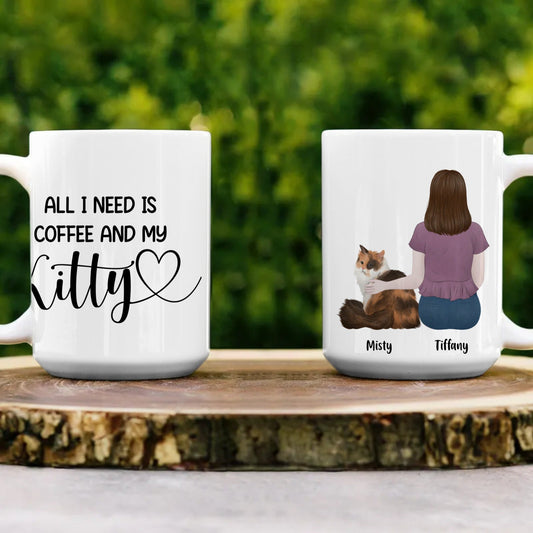 Customized All I Need is Coffee and Kitty 15oz. Mug